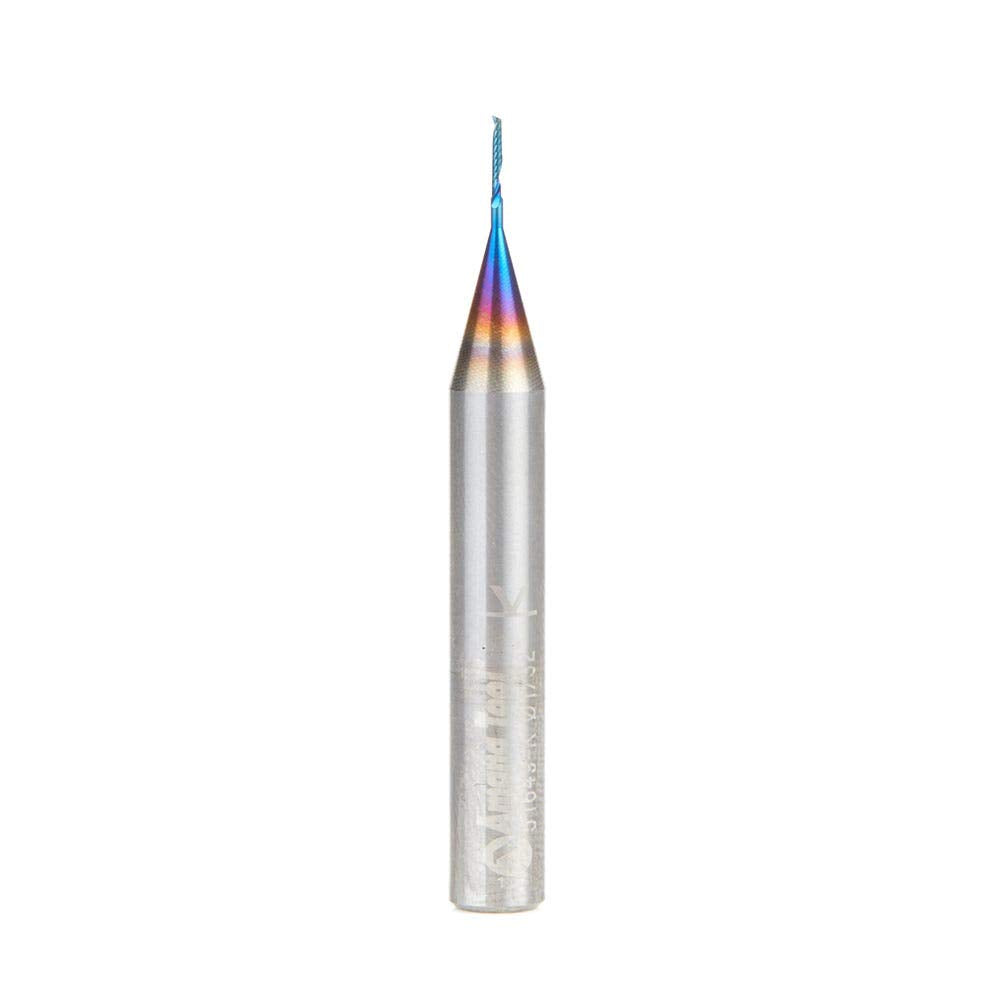 Solid Carbide Spiral CNC Router Bit O-Flute Up-Cut 1/32 Dia x 3/16 x 1/4 Shank x 2 Inch Long H8489