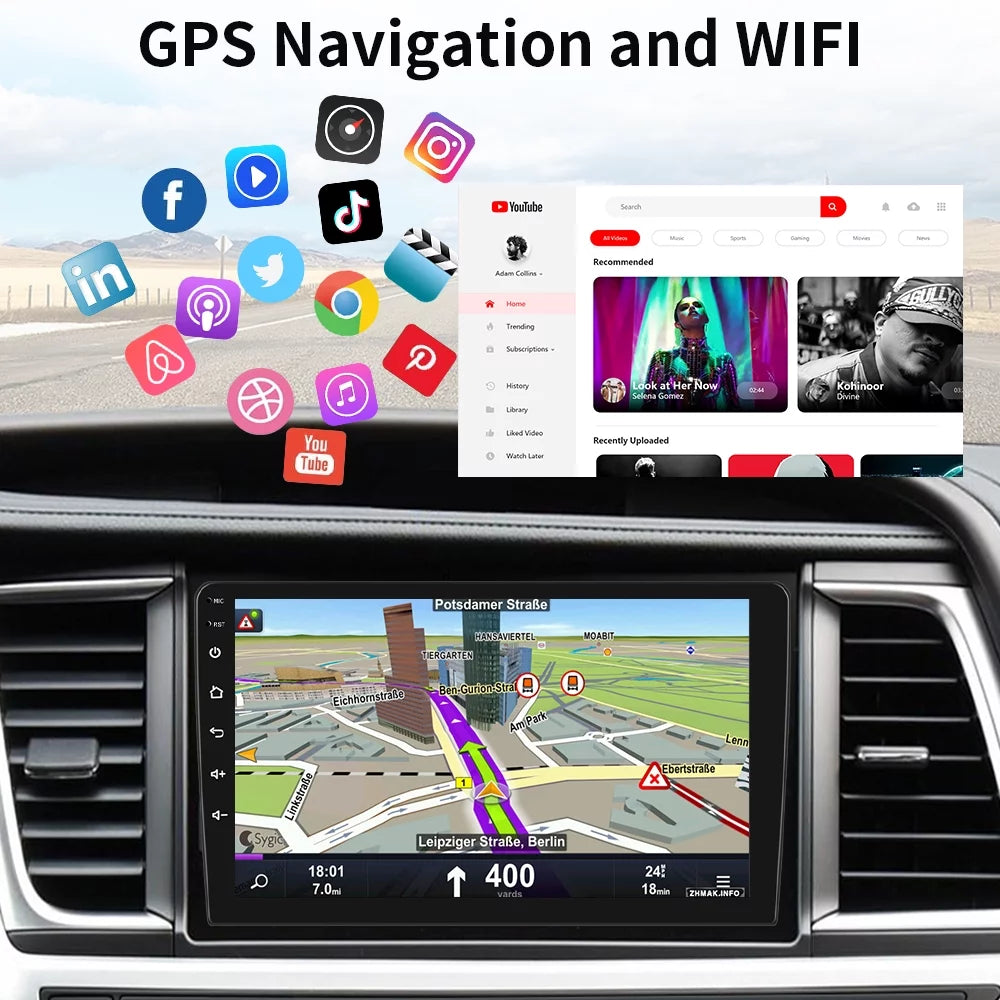 Android 12 Double 2 Din Car Stereo Radio 10.1'' HD Touch Screen 1080P Car Multimedia Player Head Unit Bluetooth WIFI GPS FM Receiver with Rearview Camera C3644