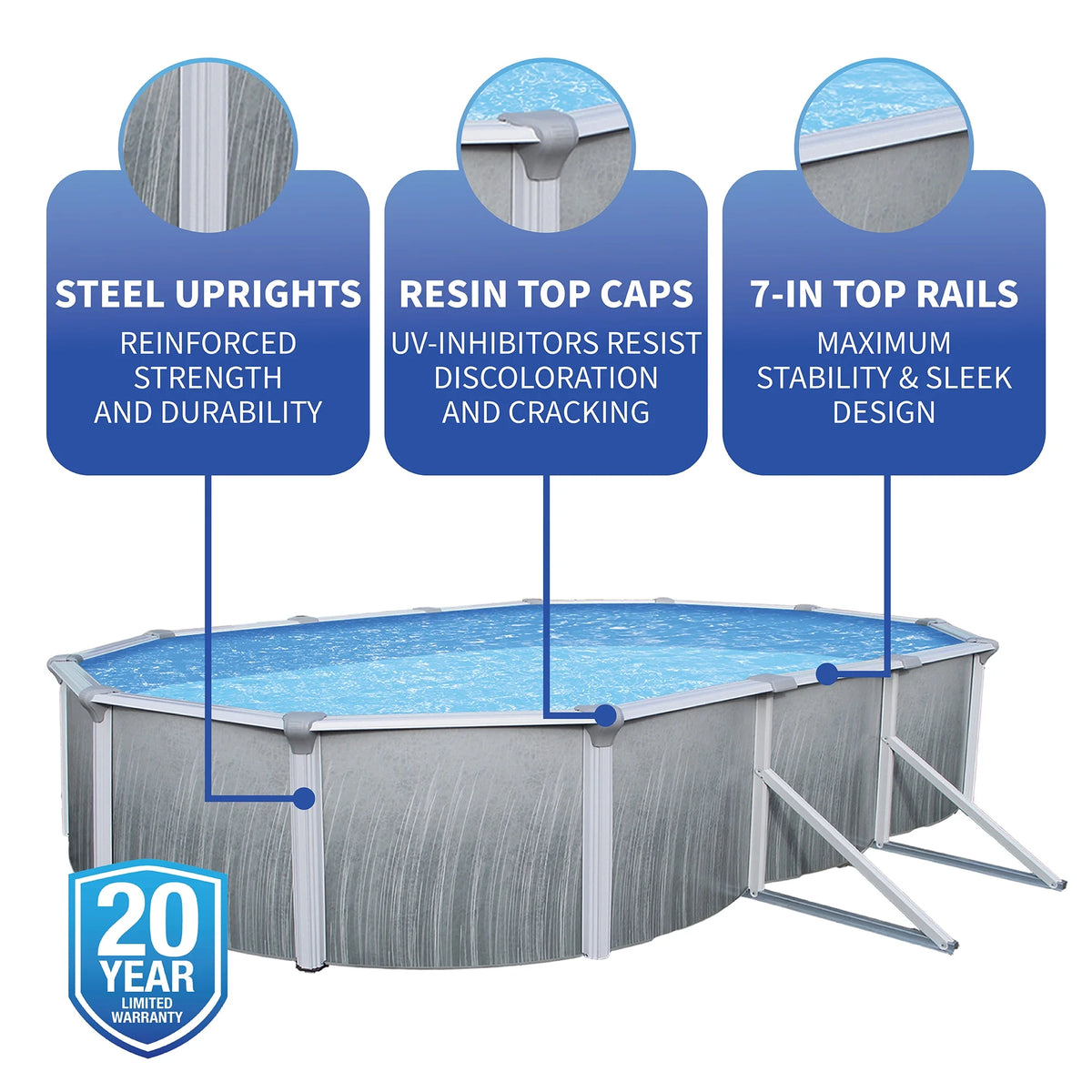12-ft x 24-ft Oval 52-in Deep Metal Wall Swimming Pool E277