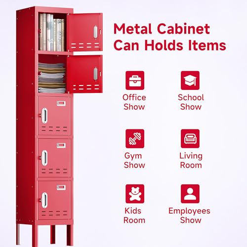 Blue 5 Doors Steel Locker Storage Cabinet W62279