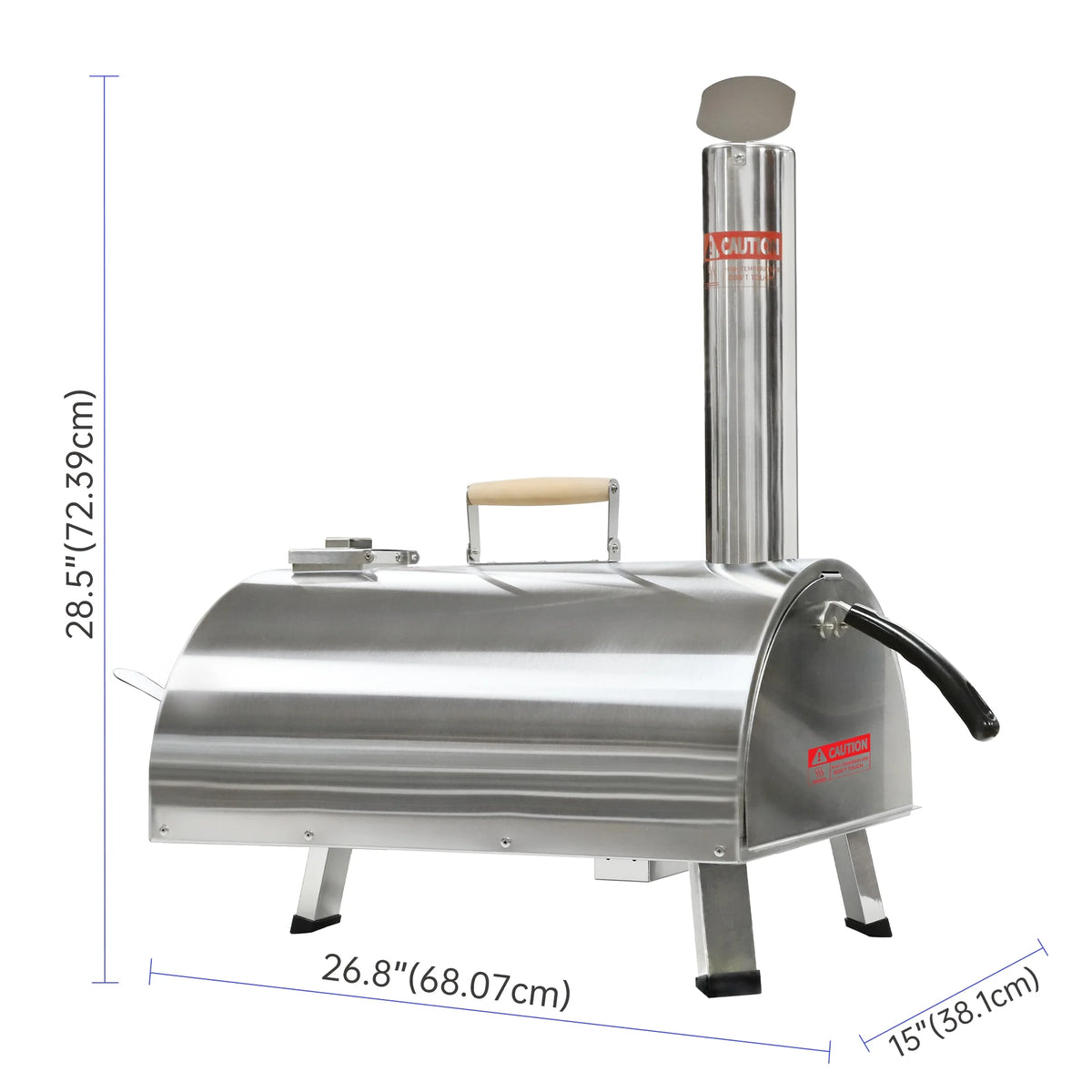 12" Stainless Steel Wood Fired Portable Pizza Oven with Built-in Thermometer Carry Bag I808437