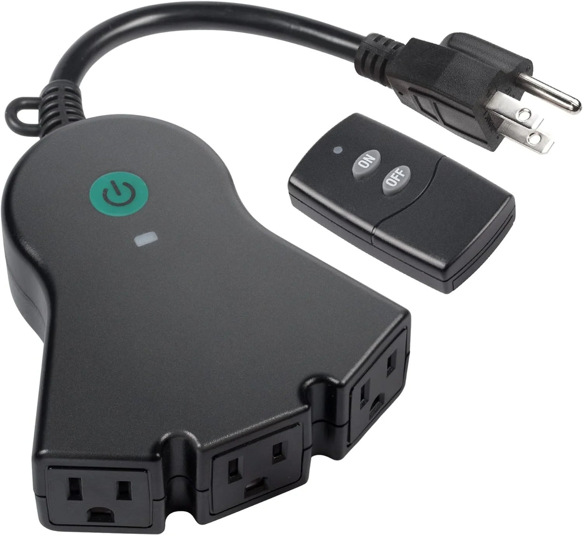 Black 3-Prong Outdoor Indoor Wireless Remote Control Outlet K11017