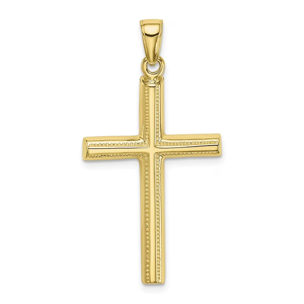 10k Solid Gold Polished Cross Pendant Necklace C286192