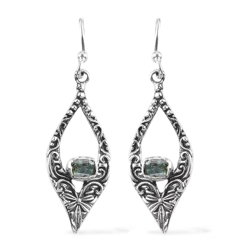 0.3 Ct Blue Diamond 925 Sterling Silver Dangle Earrings T258309