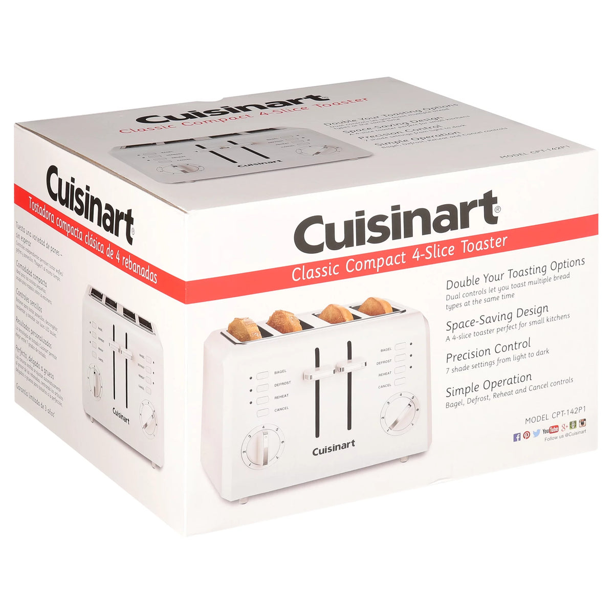 4 Slice Compact Plastic Toaster I637873