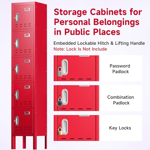 Blue 5 Doors Steel Locker Storage Cabinet W62279
