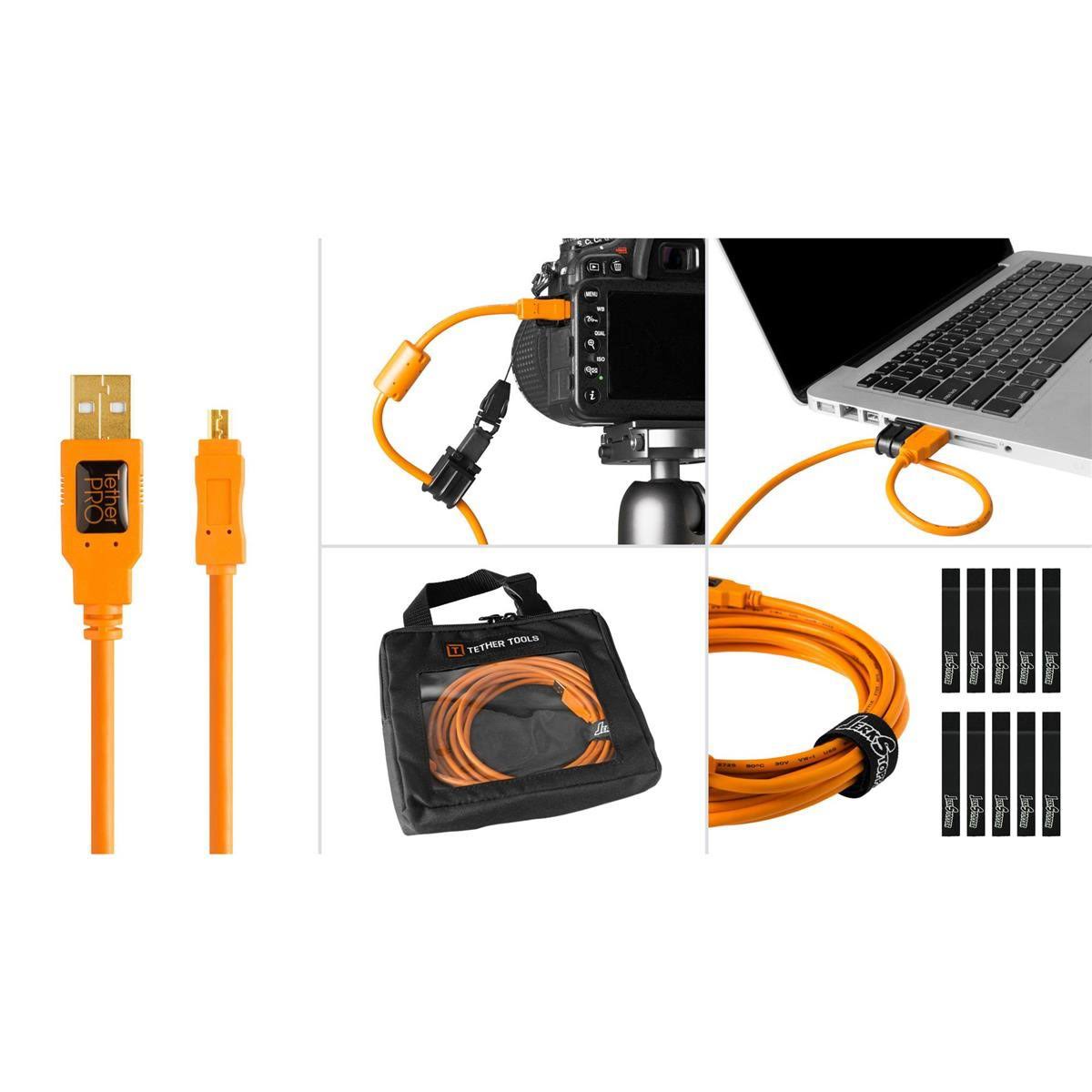 Orange USB 2.0 A Male to Mini-B 8-Pin Cable Starter Kit S204192
