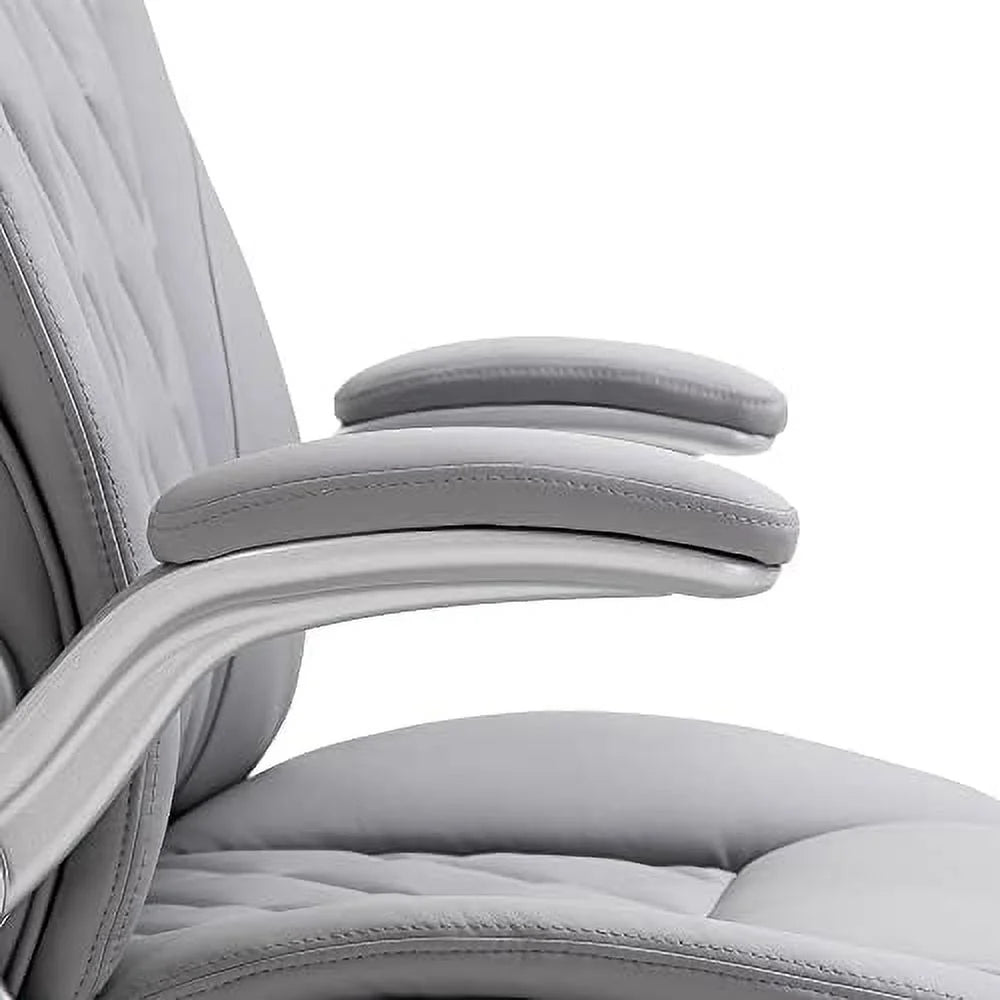 Grey Faux Leather Ergonomic Home Office Chair U835