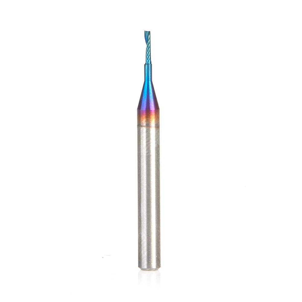 Solid Carbide Spiral CNC Router Bit O-Flute Up-Cut 1/32 Dia x 3/16 x 1/4 Shank x 2 Inch Long H8489
