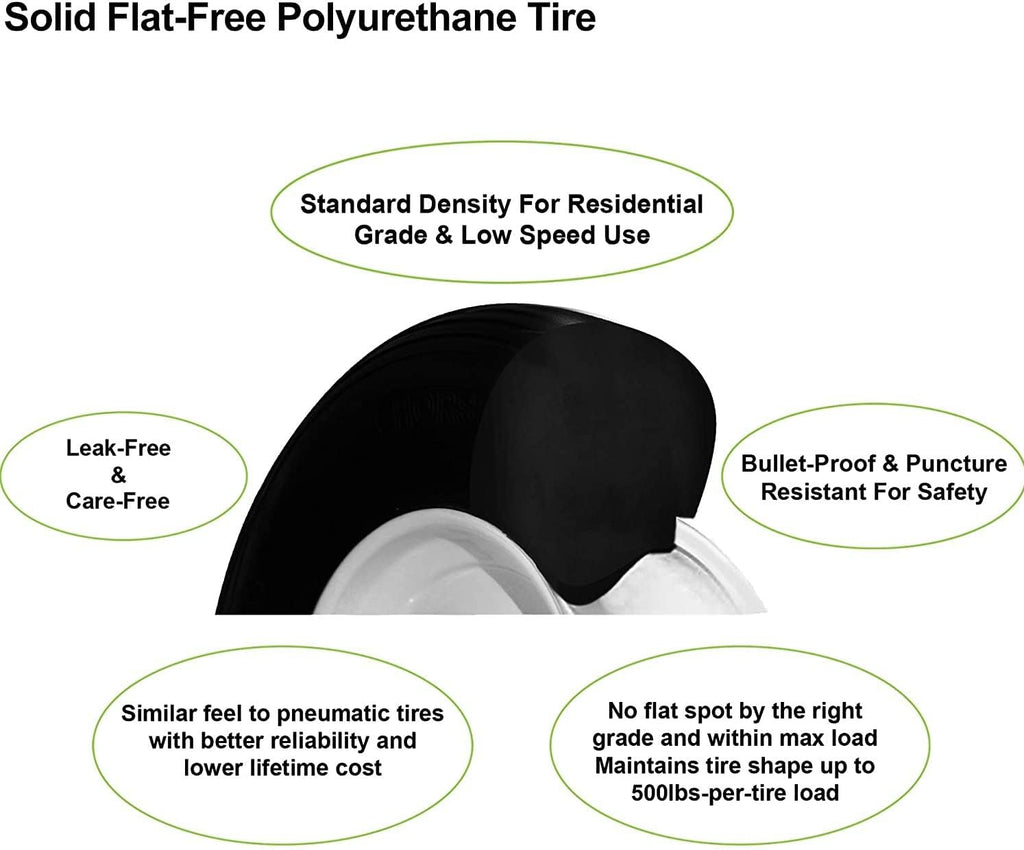 4.80/4.00-8 Solid Flat-Free Wheelbarrow Cart Wheels with Grease Fitting I259