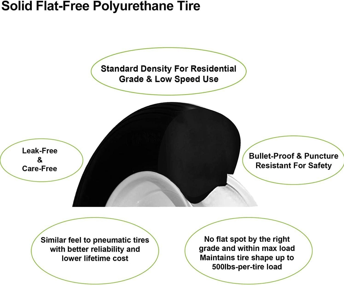 4.80/4.00-8 Solid Flat-Free Wheelbarrow Cart Wheels with Grease Fitting I259