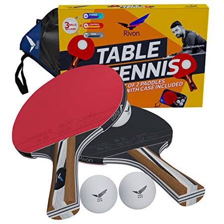 2 Table Tennis Paddles with 3 Balls and Travel Case I389