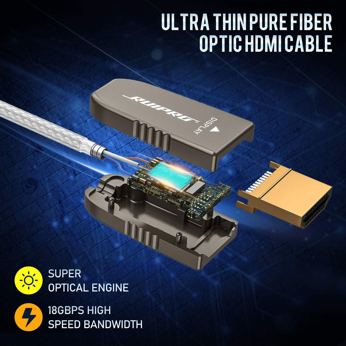HDMI 2.0b Fiber Optic Cable 3ft 4K 60Hz 18Gbps Pack of 2 D62761