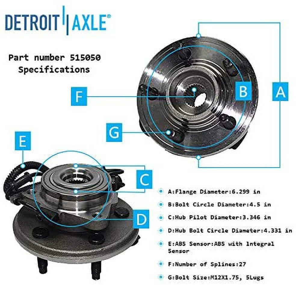 Front Wheel Bearing Hub and Tie Rod End for Ford Explorer 4-Door B2437