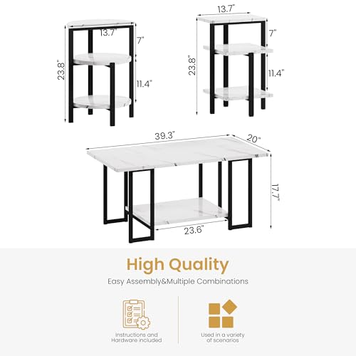 Faux Marble 3 Piece Coffee Table Set F733443
