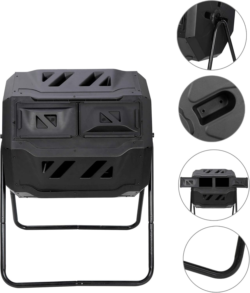 43 Gallon Black Dual Chamber Composting Tumbler L548591