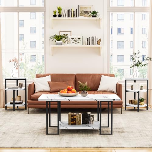 Faux Marble 3 Piece Coffee Table Set F733443