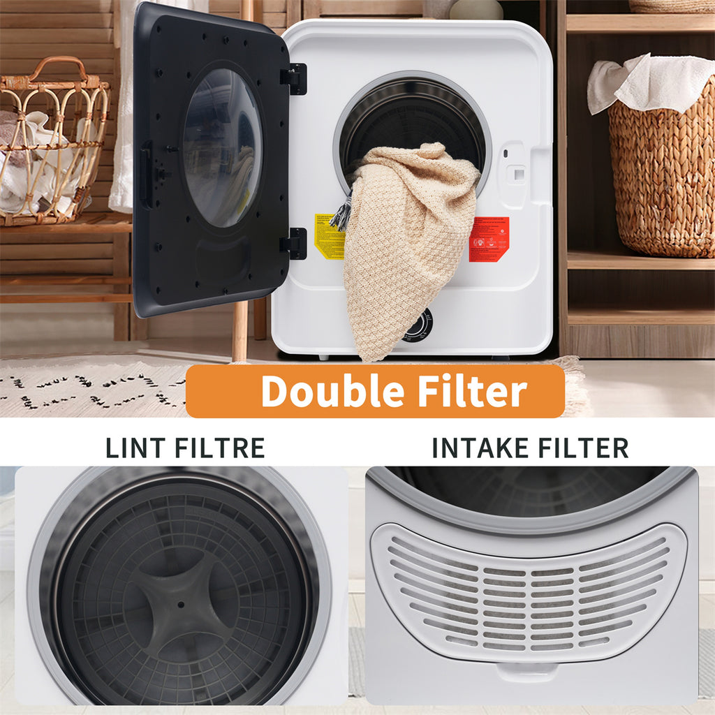 1.95cu.ft Clothes Dryer, 830W, Stainless Steel Tumbler, 5 Programs, Black Door L46852