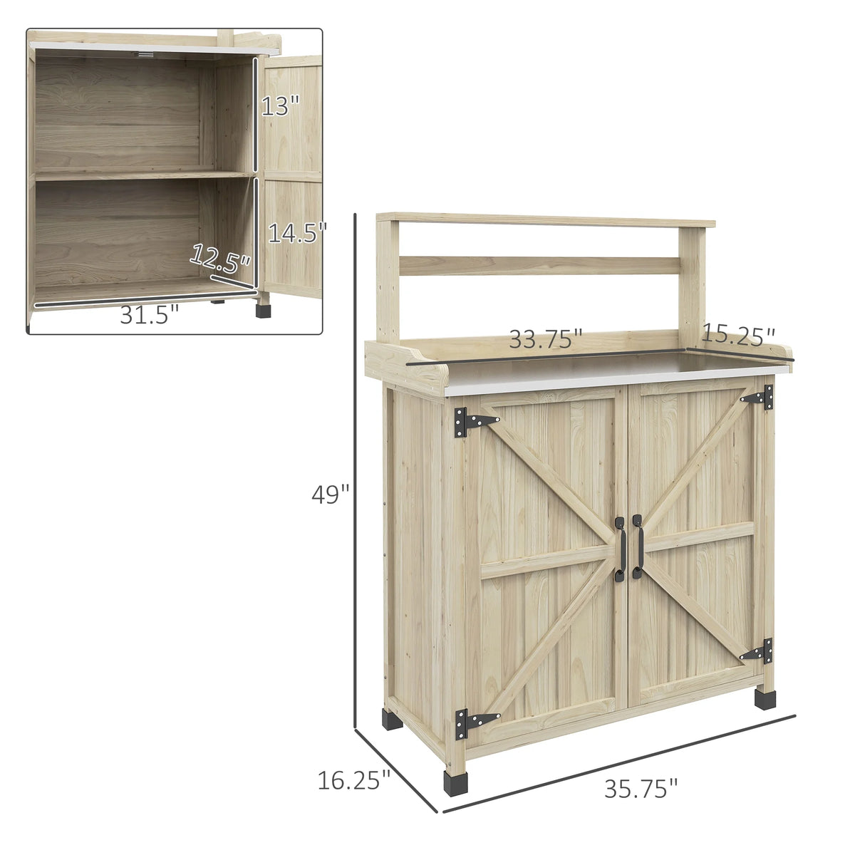 Potting Bench with Storage Cabinet J4066