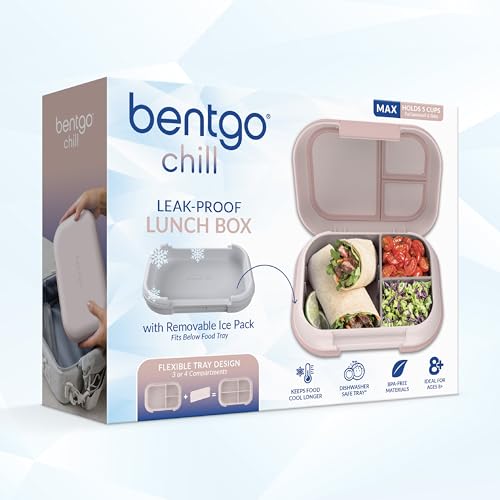 XL Leak-Proof Bento Lunch Box with Ice Pack, 5-Cup, 3 or 4 Compartment, BPA-Free, Dishwasher Safe P138