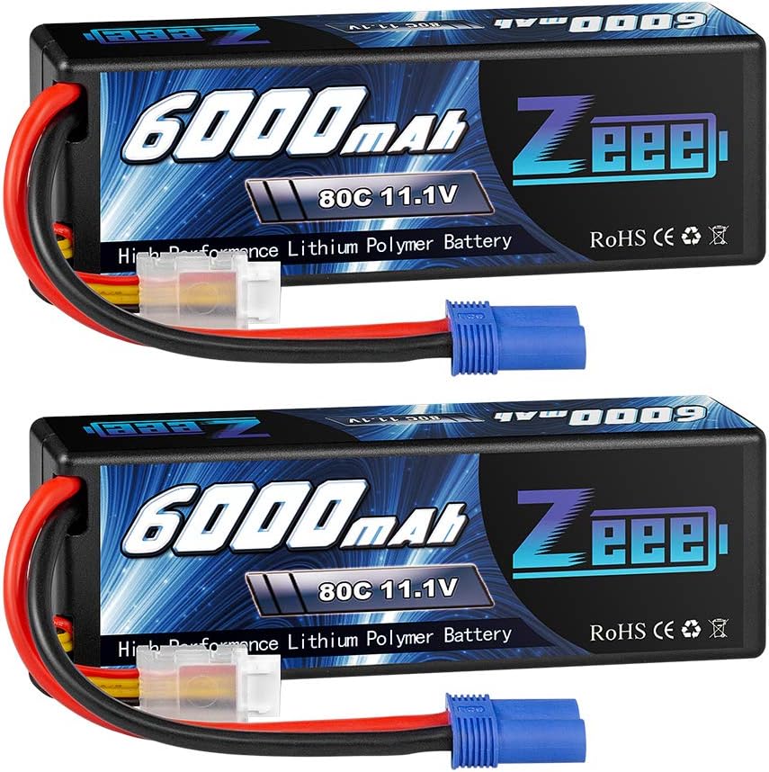 11.1V 80C 3S 6000mAh Lipo Battery Hard Case with EC5 Connector (2 Pack) W73994
