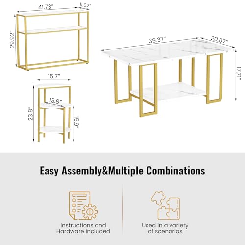 Faux Marble 3 Piece Coffee Table Set F733443