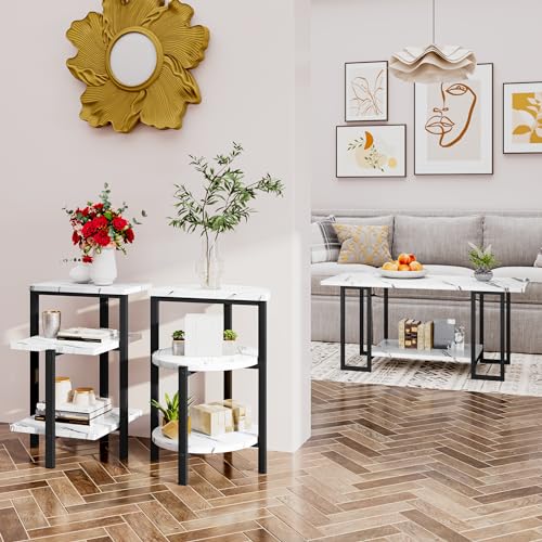 Faux Marble 3 Piece Coffee Table Set F733443