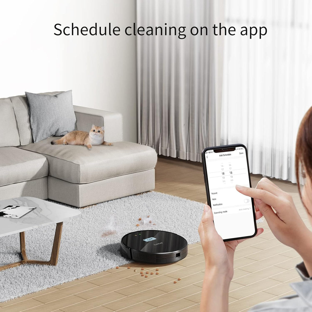 2-in-1 Robot Vacuum and Mop Combo, 2000Pa, 100mins Runtime W849