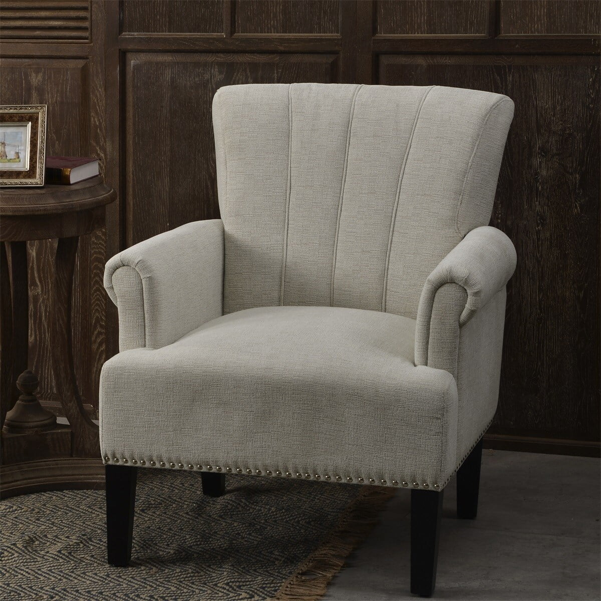 Navy Blue Polyester Tufted Accent Armchair U26002