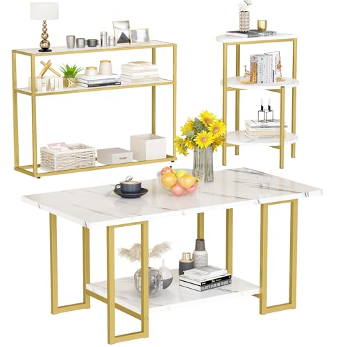 Faux Marble 3 Piece Coffee Table Set F733443