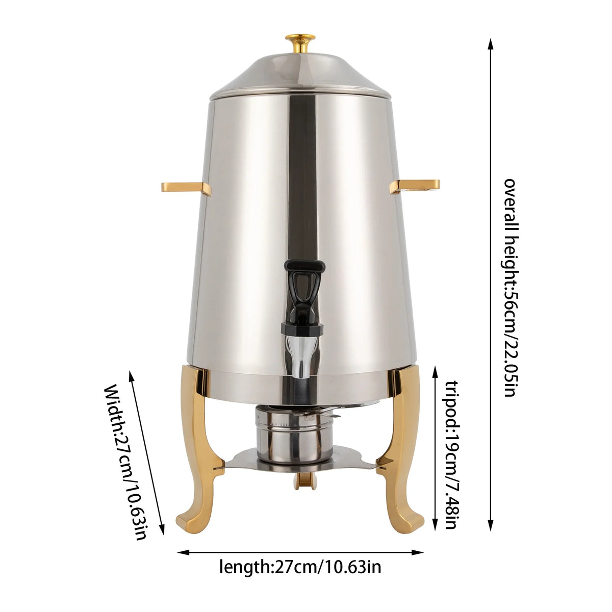 Heatable Stainless Steel Hot Beverage Dispenser with Spigot 13L V152506