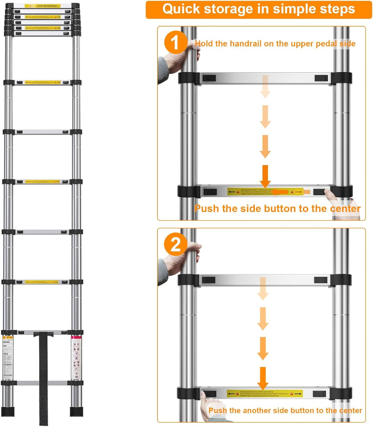 10.5ft Aluminum Telescoping Ladder with Hook Q343