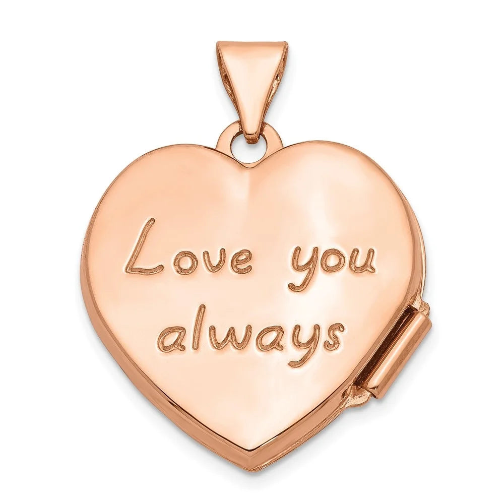 14K Rose Gold Heart Locket Pendant A3014