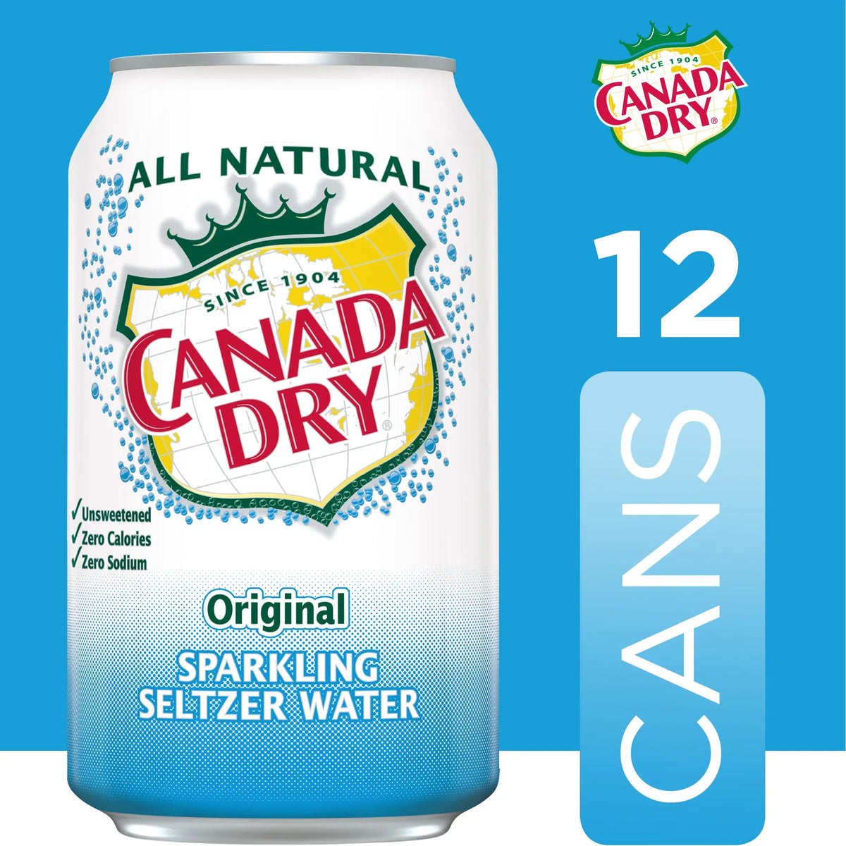 12 Pack Sparkling Seltzer Water, 12 fl oz cans Y791
