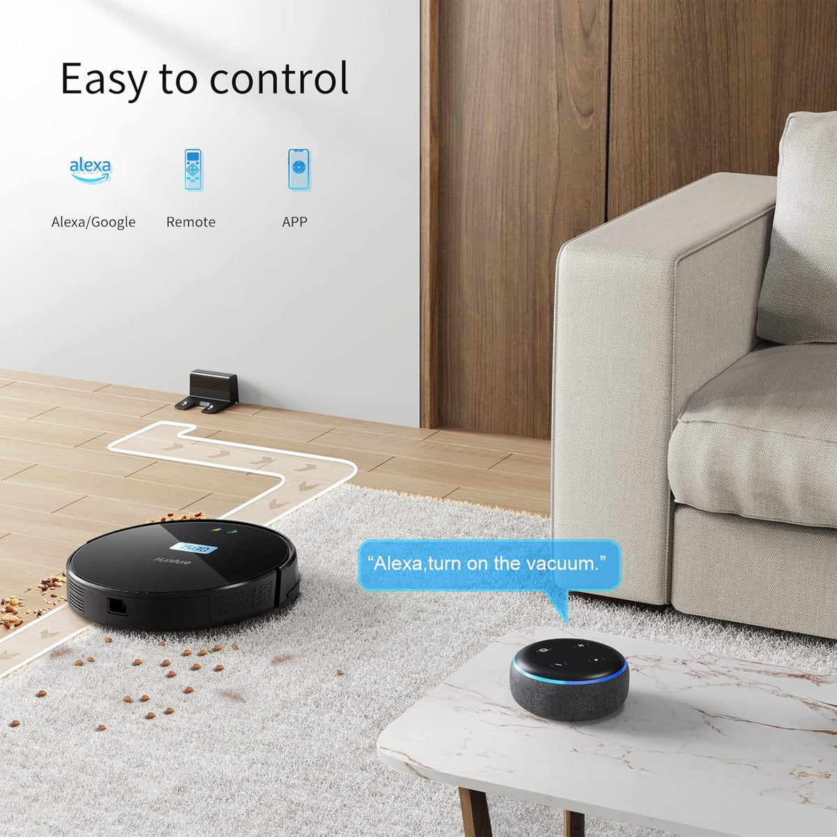 2-in-1 Robot Vacuum and Mop Combo, 2000Pa, 100mins Runtime W849