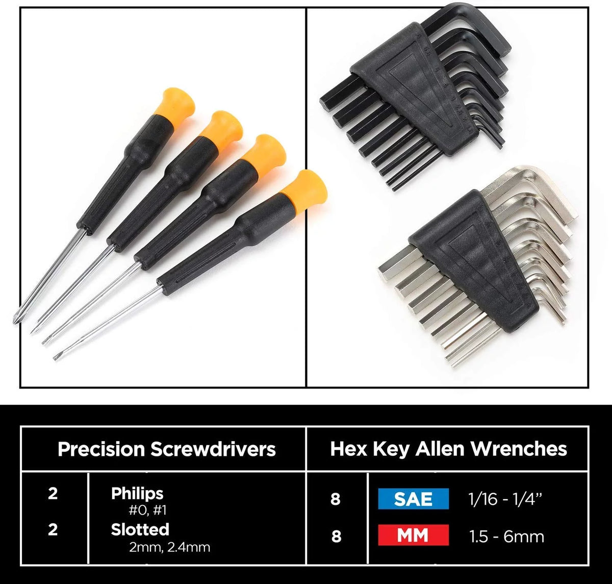 62-Piece Tool Set with Screwdriver Handle, 33 Bits, Pliers, Tape Measure, Torpedo Level, Hammer, Scissors, Wrench, Reinforced Case J8434
