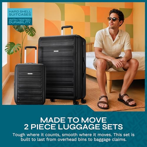 Black 3 Piece Hardshell Spinner Luggage Set W9232