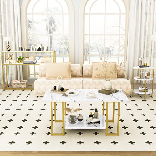 Faux Marble 3 Piece Coffee Table Set F733443