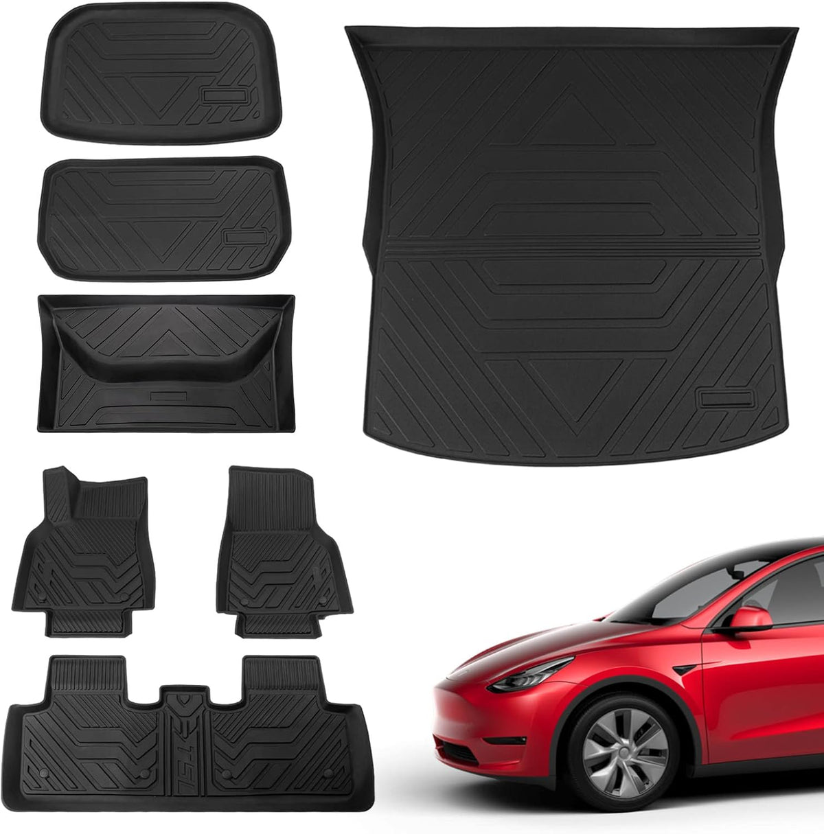 Tesla Model Y Trunk Mat Floor Mats Cargo Liner (Four Trunk Mats + Floor Mats) S362