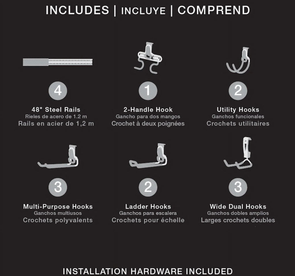 15-Piece Garage Storage Rail Organization System F40897