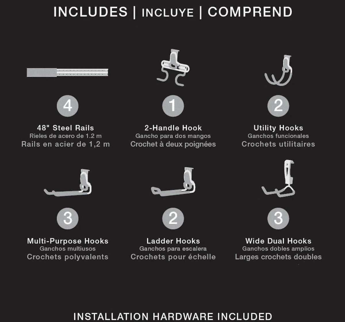 15-Piece Garage Storage Rail Organization System F40897