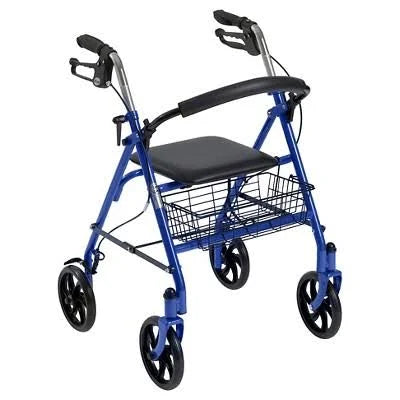 Blue Four Wheel Rollator Walker with Removable Back Support M261193