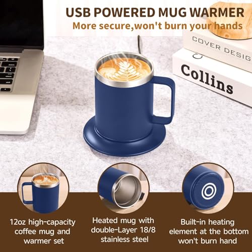 12oz USB Heated Coffee Mug with Auto Shut Off (Black) A33087