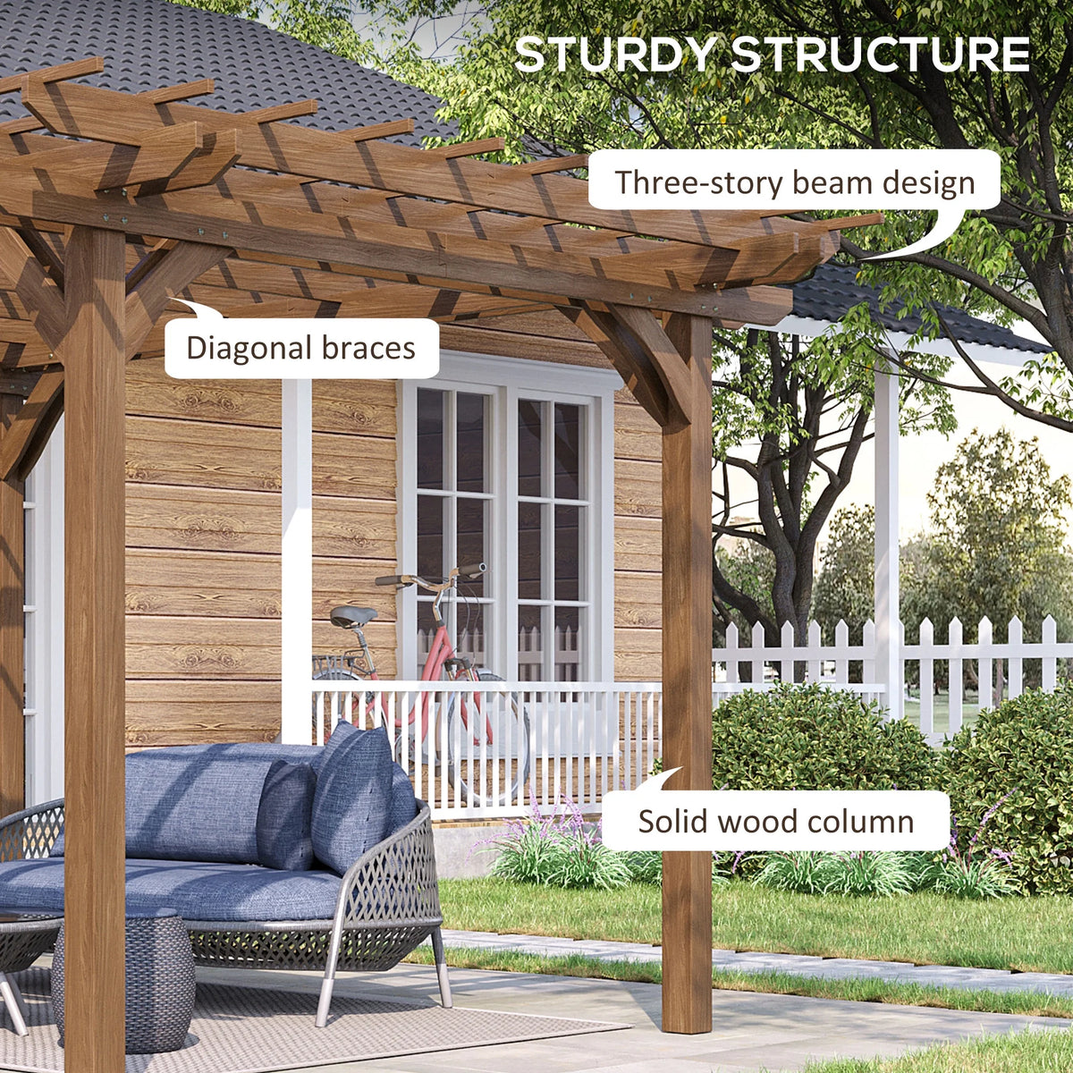 12' x 10' Wooden Pergola Outdoor Gazebo W6804