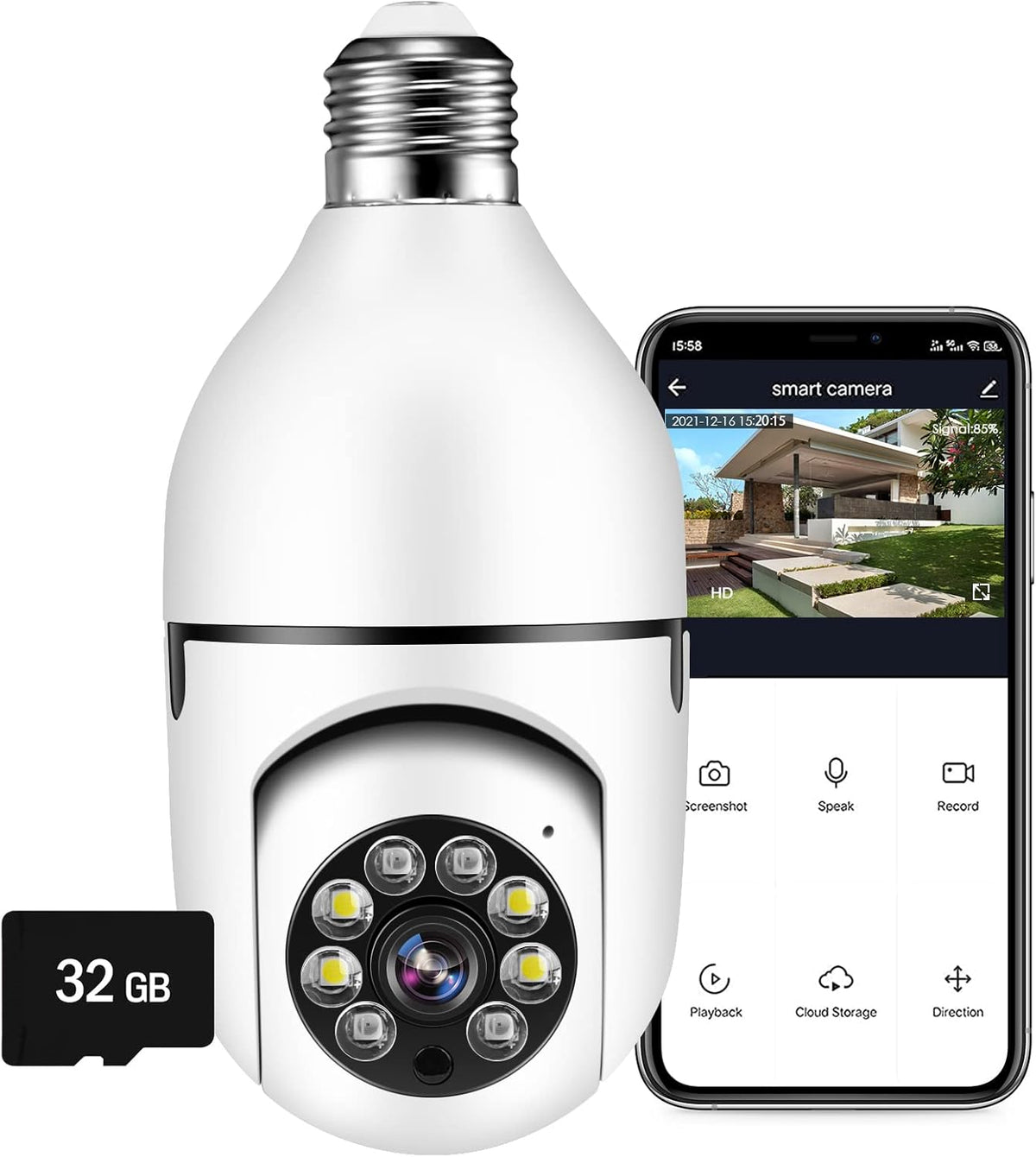 2 Pack 1080P PTZ WiFi Security Camera with 32 GB Micro SD Card X716145
