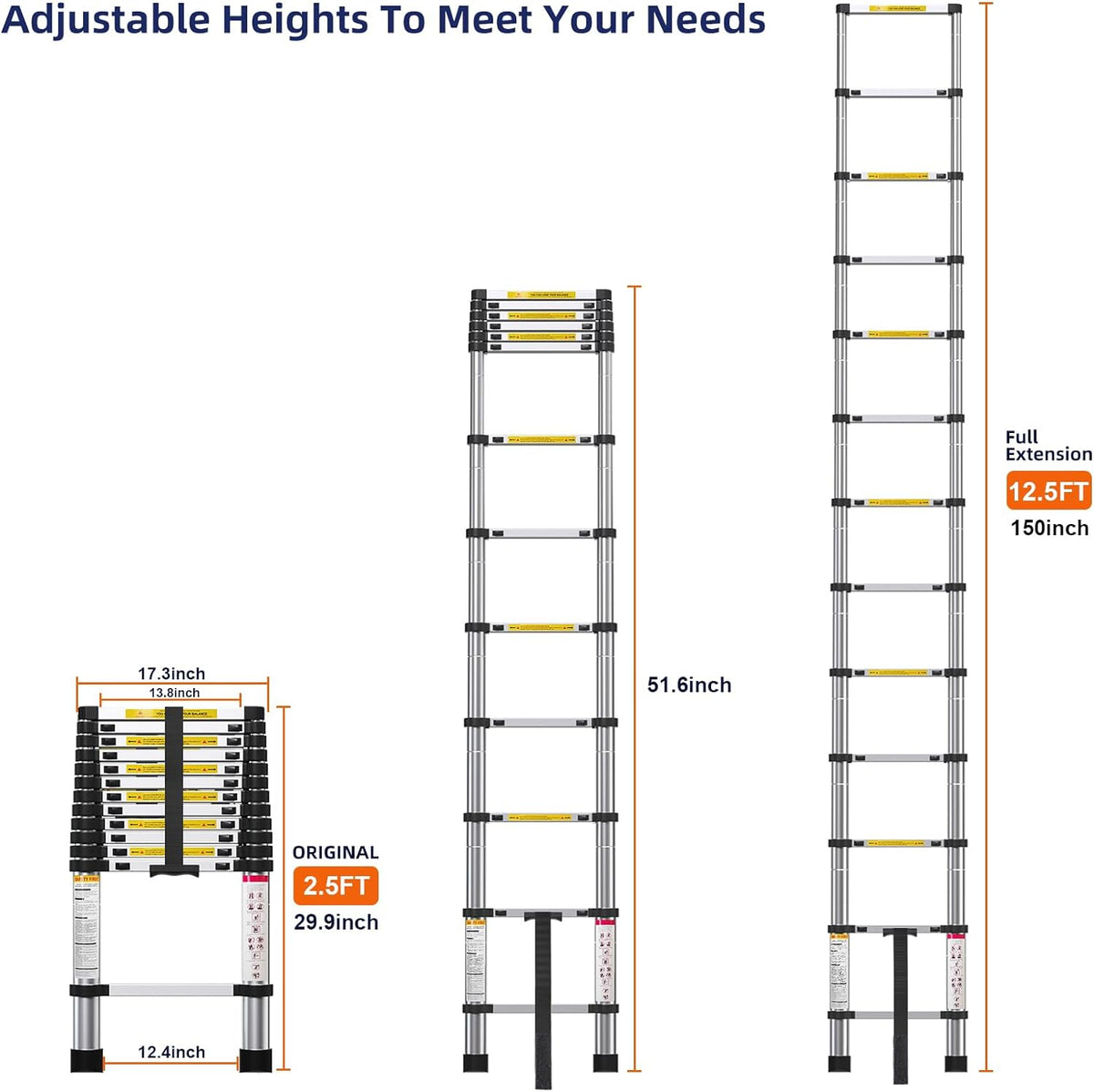 10.5ft Aluminum Telescoping Ladder with Hook Q343