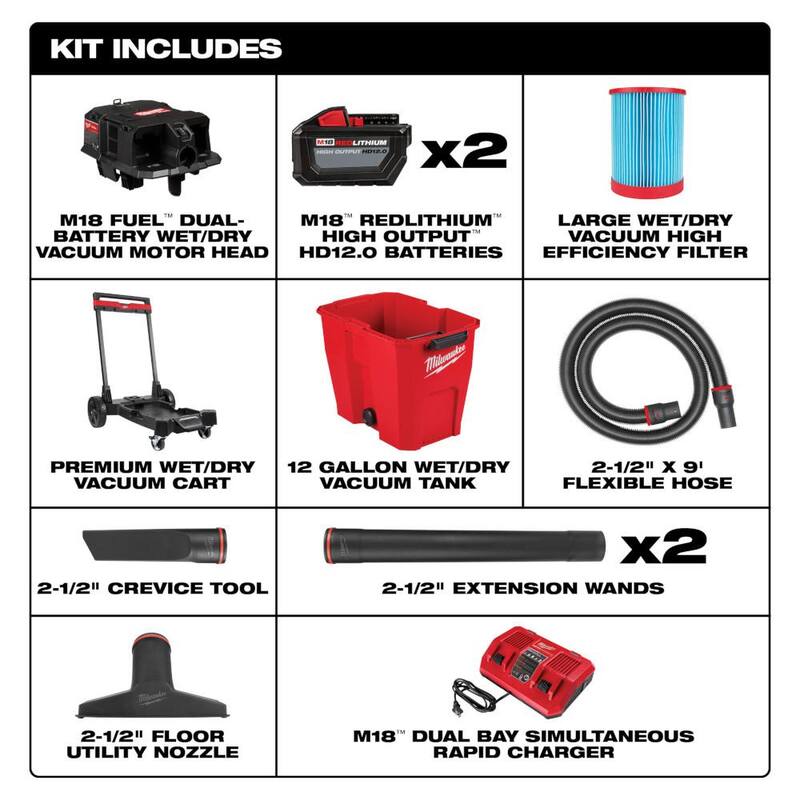 12 Gal. Cordless Wet/Dry Shop Vac Kit with Brush and Crevice Tools B481771