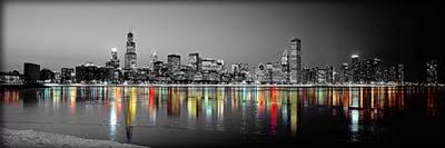 Panoramic Chicago Night Color Pop 48 x 16 O101