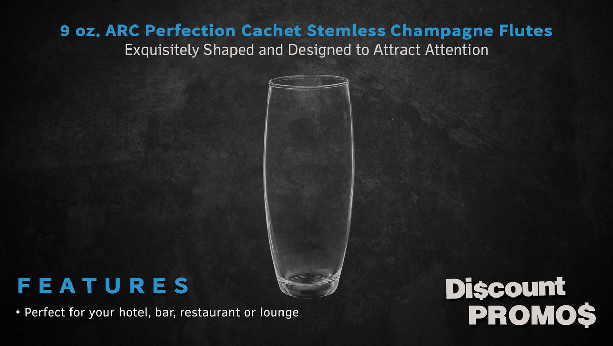 10 ARC Stemless Champagne Flutes Set, 9 oz. Clear K146