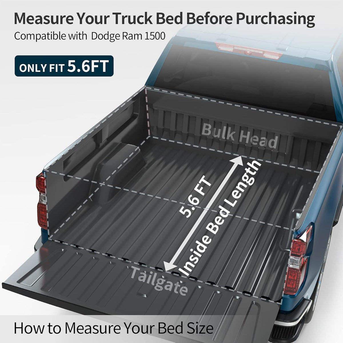 Hard Tri-fold Truck Bed Tonneau Cover for 2009-2022 Dodge Ram 1500, 5.6 ft Bed N2229